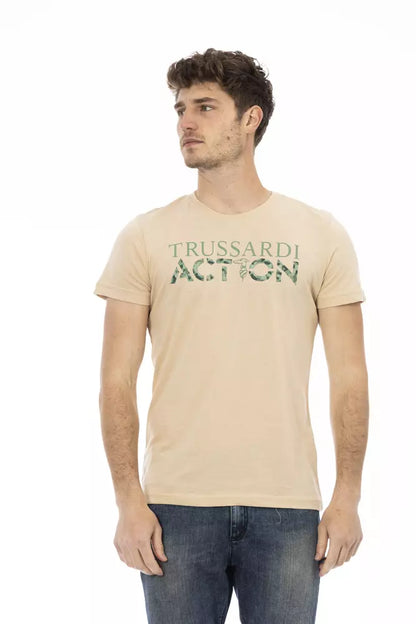  - Beige Cotton Men T-Shirt