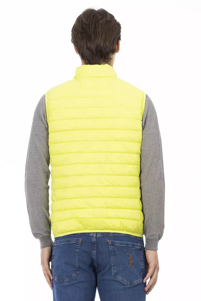  - Yellow Polyester Men Sleeveless Jacket