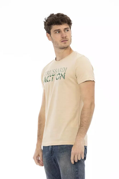  - Beige Cotton Men T-Shirt