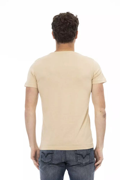  - Beige Cotton Men T-Shirt