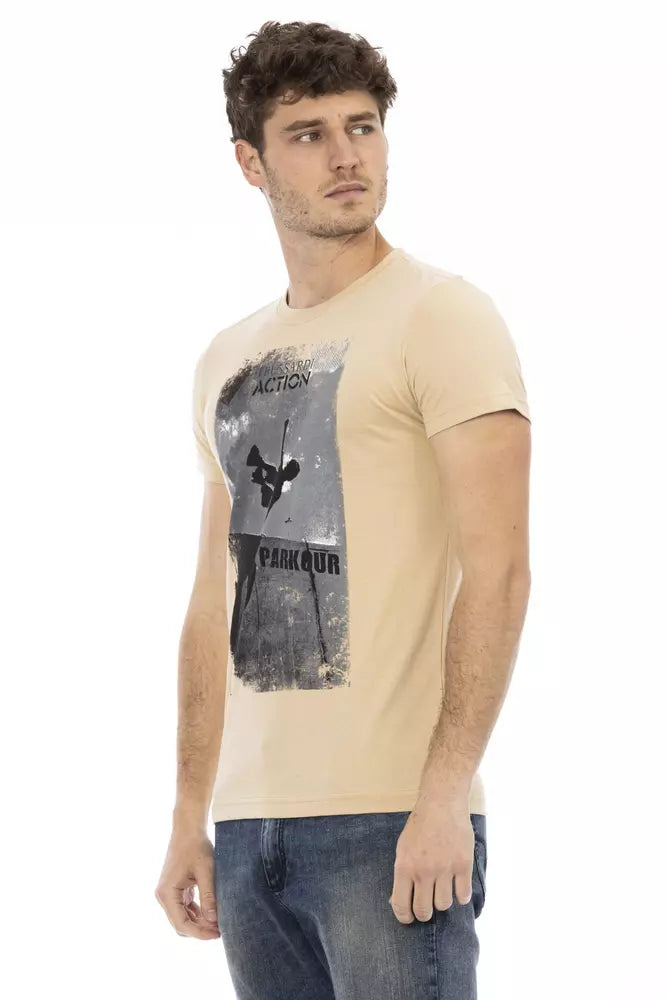  - Beige Cotton Men T-Shirt