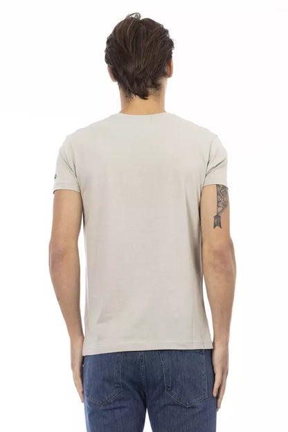  - Beige Cotton Men T-Shirt