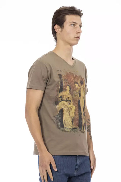  - Brown Cotton Men T-Shirt