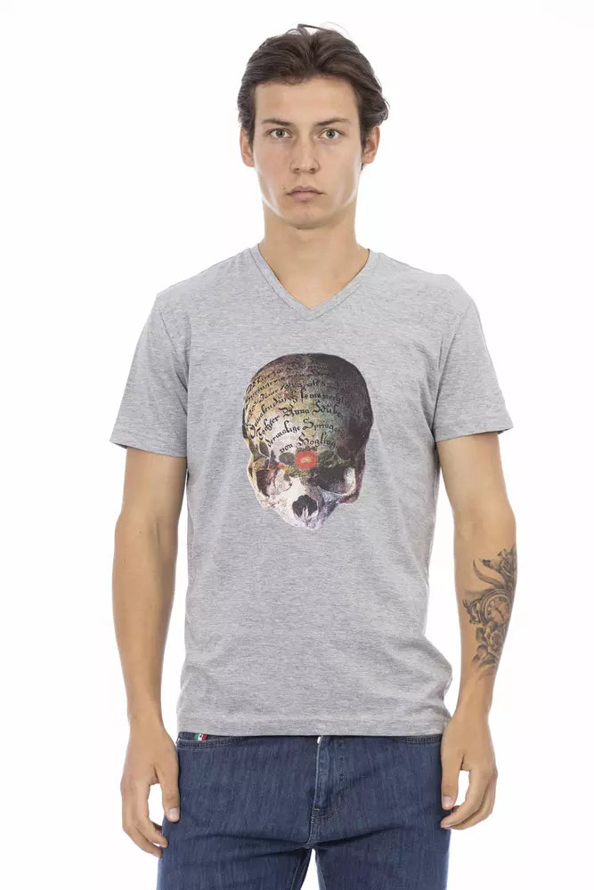  - Gray Cotton Men T-Shirt