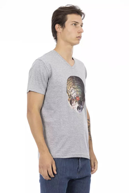  - Gray Cotton Men T-Shirt