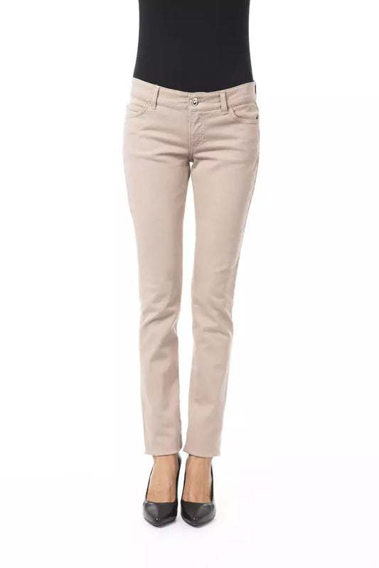  - Beige Cotton Women Pant