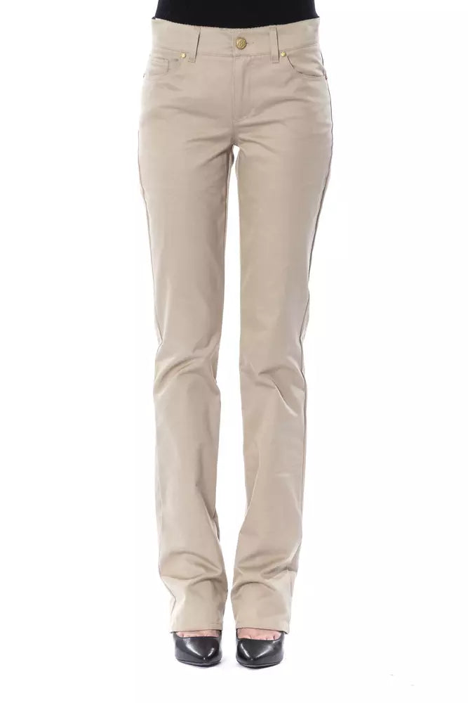  - Beige Cotton Women Pants