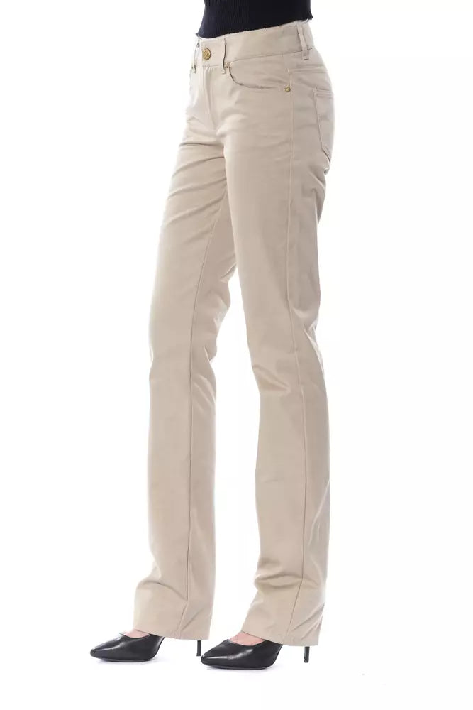  - Beige Cotton Women Pants