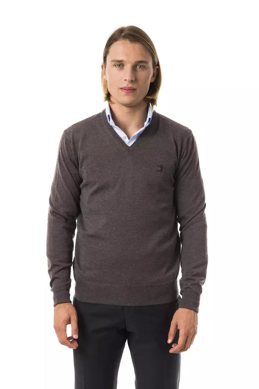  - Gray Merino Wool Men Sweater