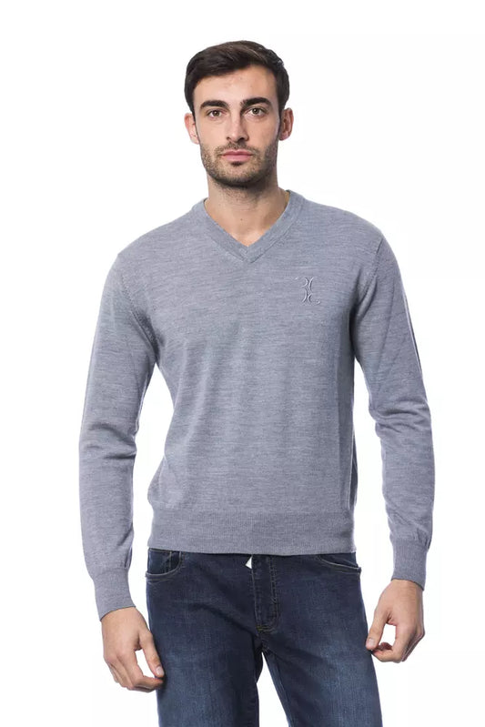 - Gray Merino Wool Men Sweater