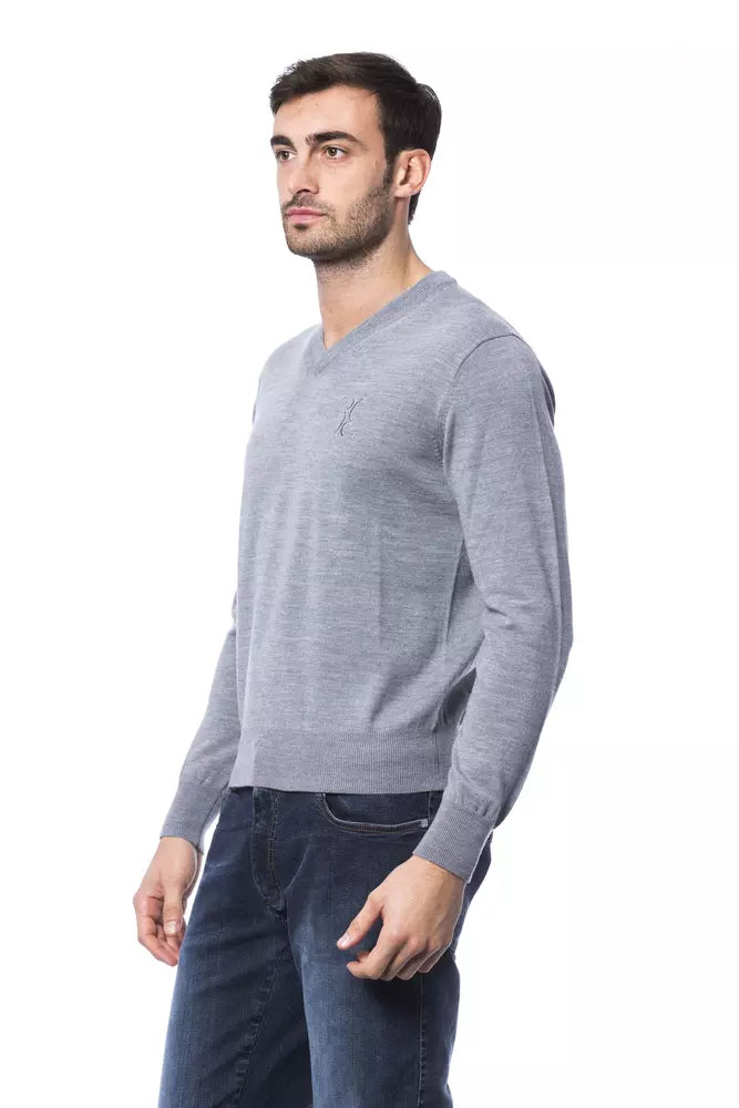  - Gray Merino Wool Men Sweater