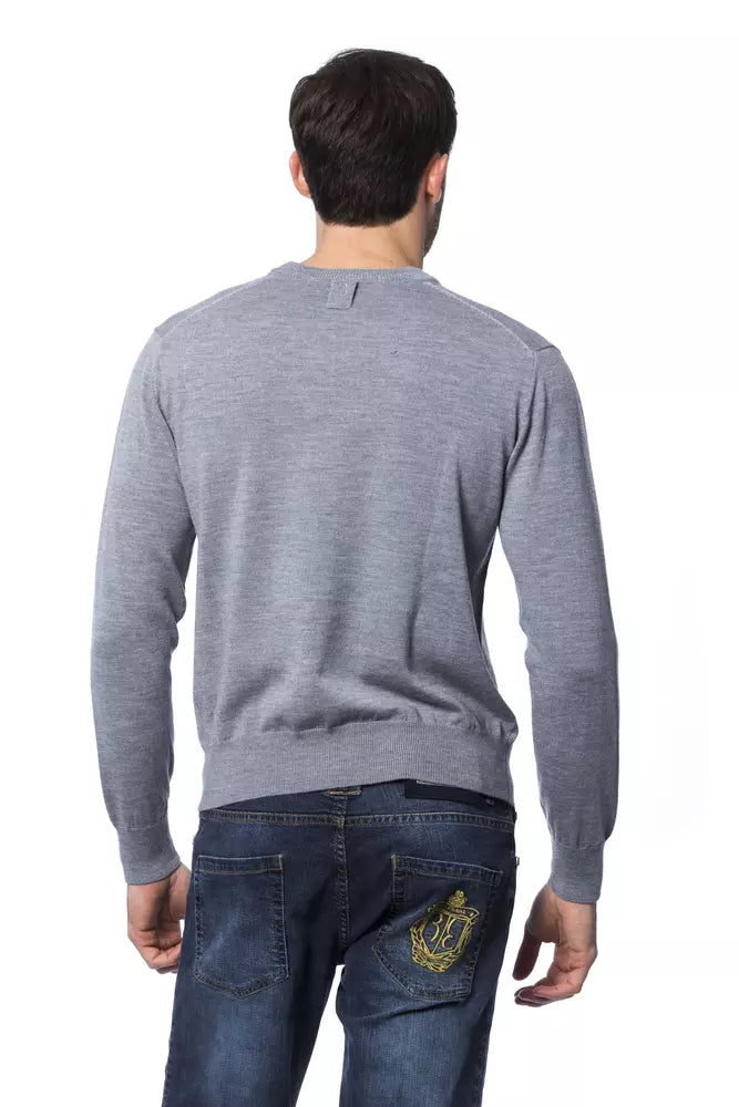  - Gray Merino Wool Men Sweater