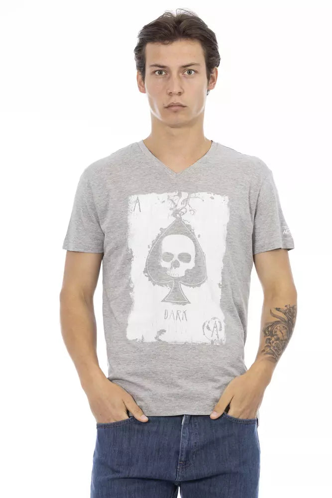  - Gray Cotton Men T-Shirt