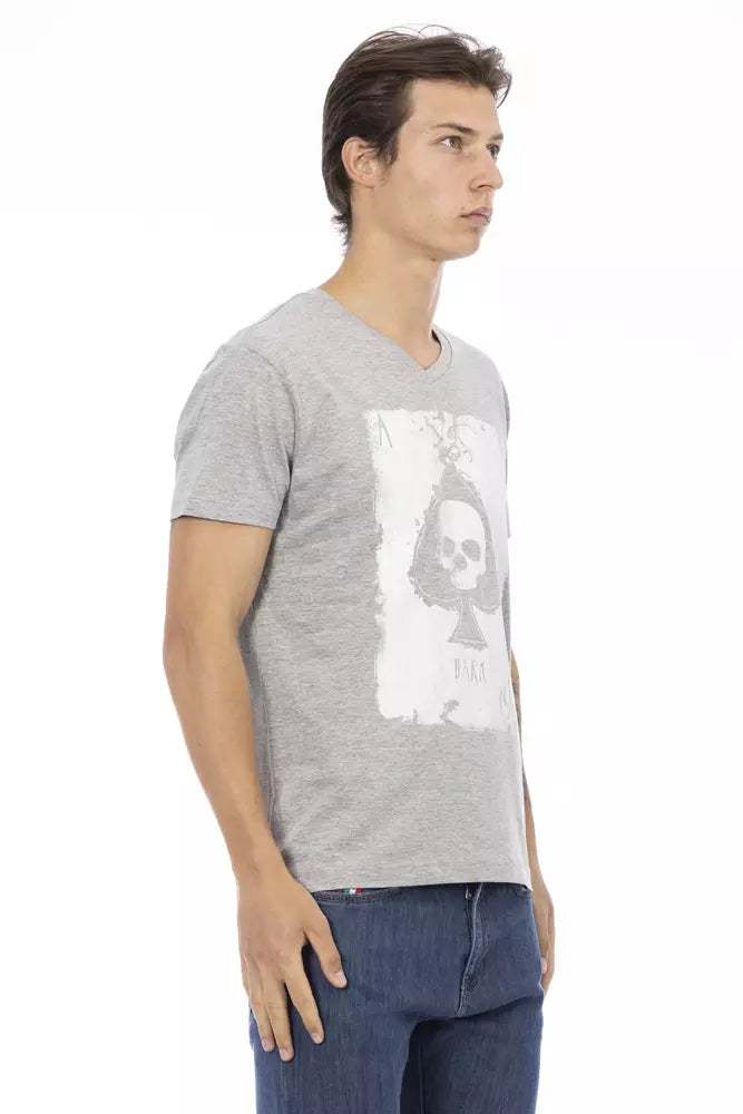  - Gray Cotton Men T-Shirt