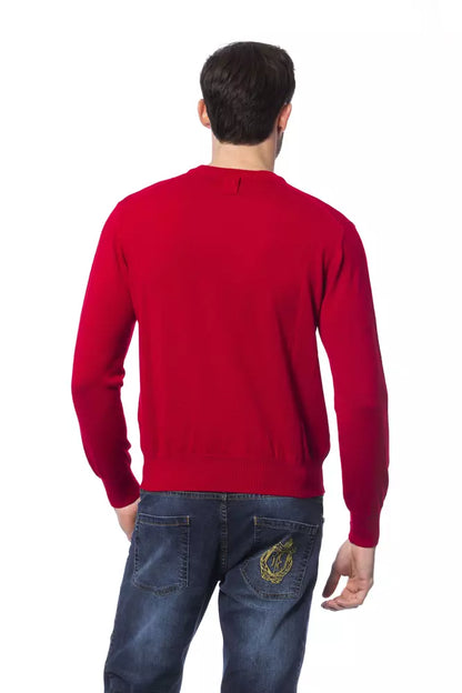  - Red Merino Wool Men Sweater