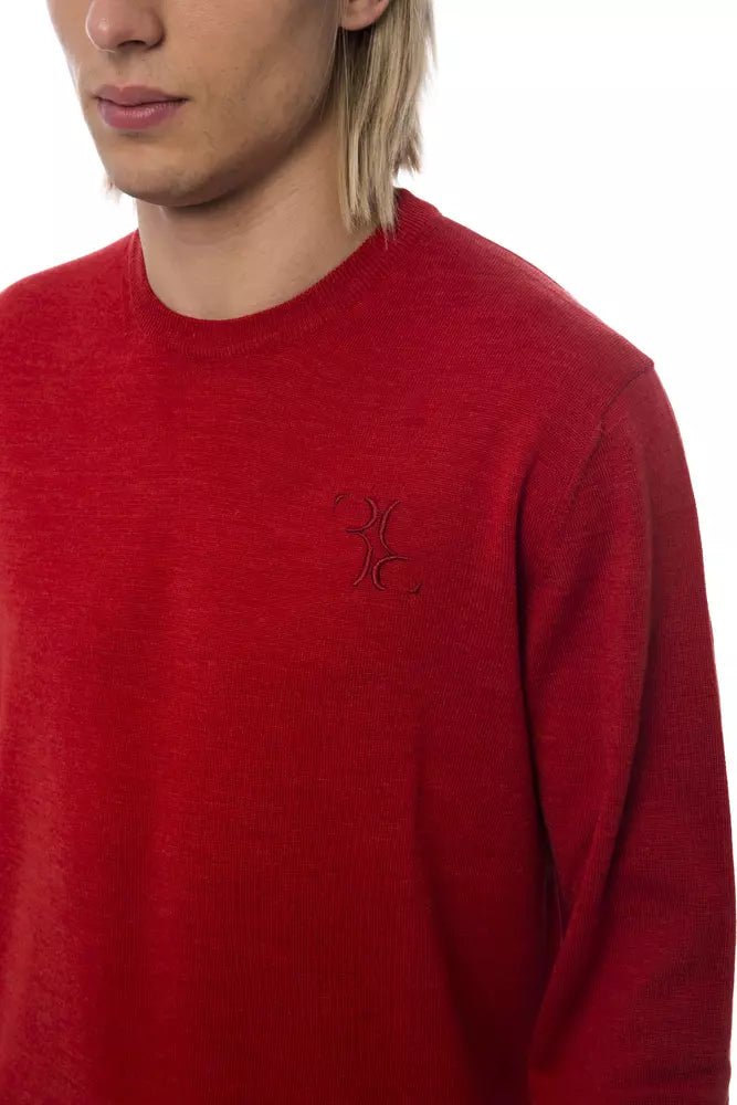  - Red Merino Wool Men Sweater