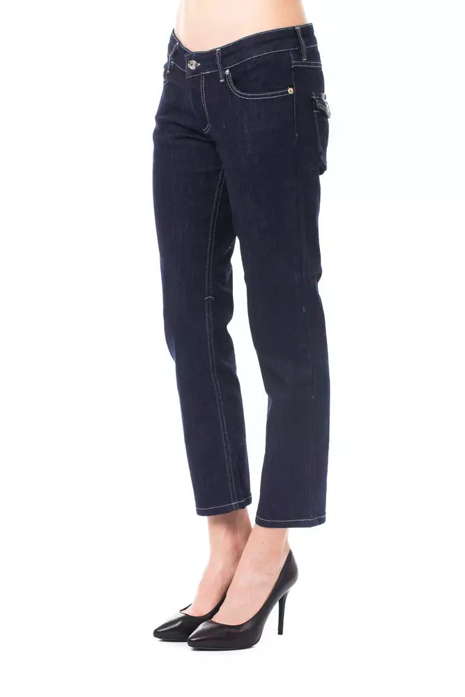  - Blue Cotton Women Capri Jeans