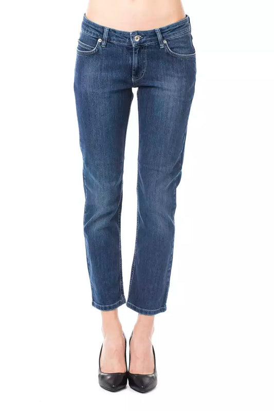  - Light Blue Cotton Women Capri Jean