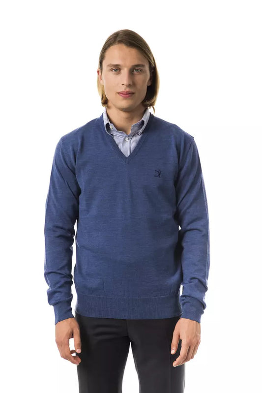 - Blue Merino Wool Men Sweater