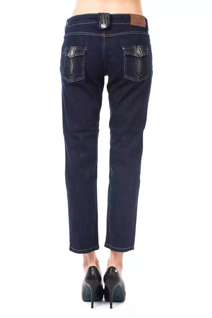  - Blue Cotton Women Capri Jeans