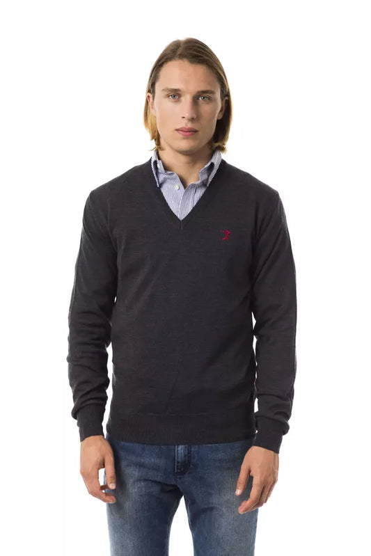  - Gray Merino Wool Men Sweater