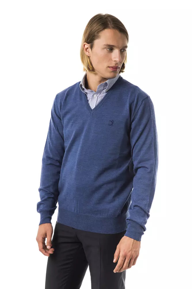  - Blue Merino Wool Men Sweater