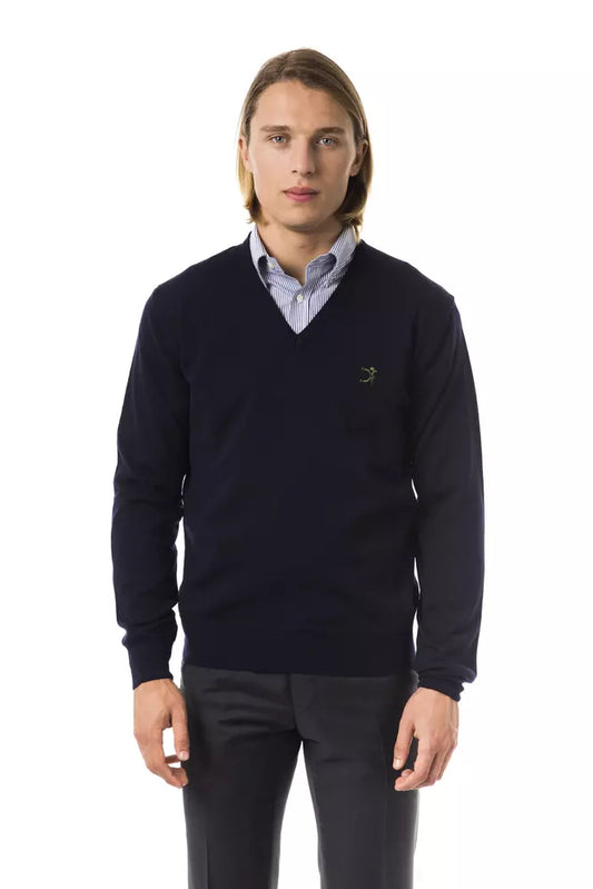 - Blue Merino Wool Men Sweater