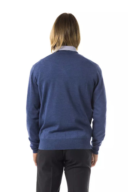  - Blue Merino Wool Men Sweater