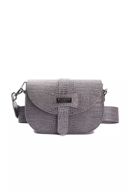  - Gray Leather Women Crossbody Bag