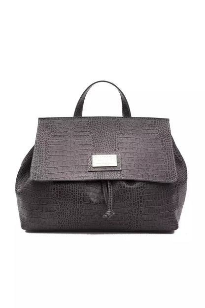  - Gray Leather Women Handbag