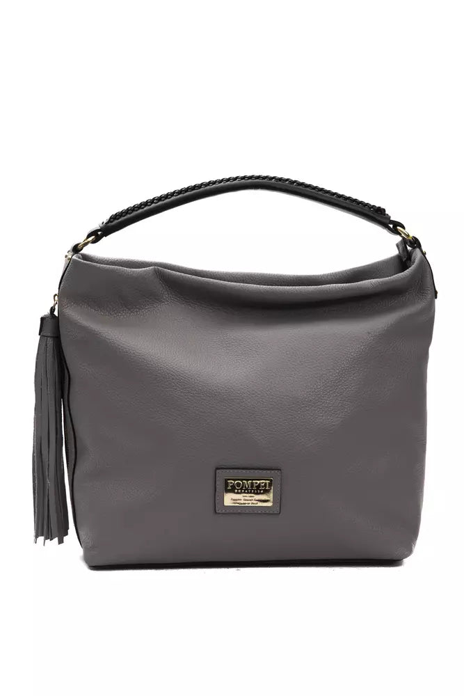  - Gray Leather Women Shoulder Bag