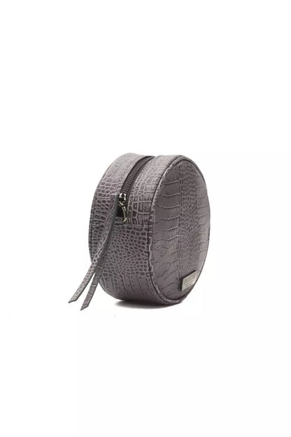  - Gray Leather Round Women Crossbody Bag