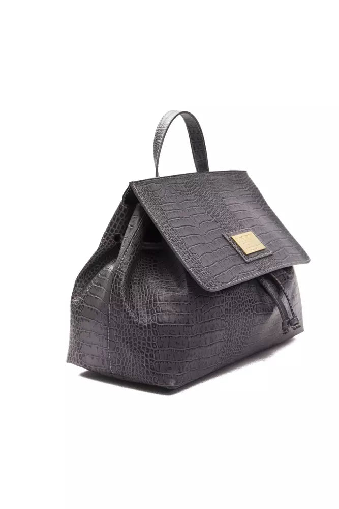  - Gray Leather Women Handbag