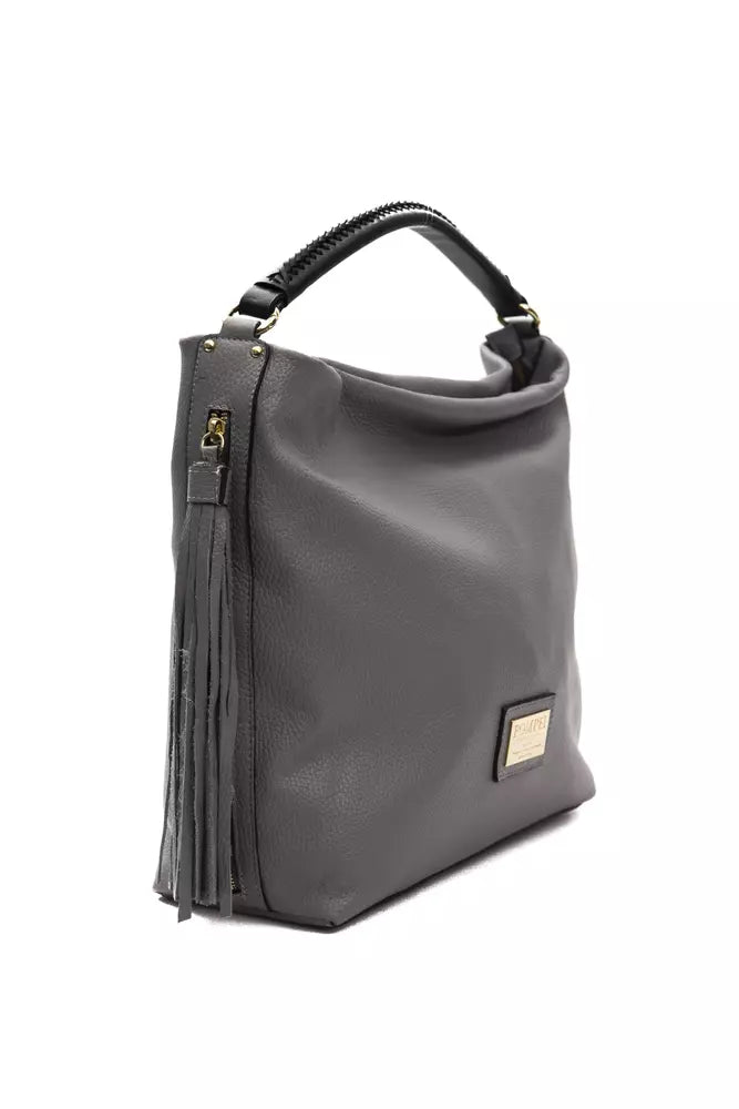  - Gray Leather Women Shoulder Bag