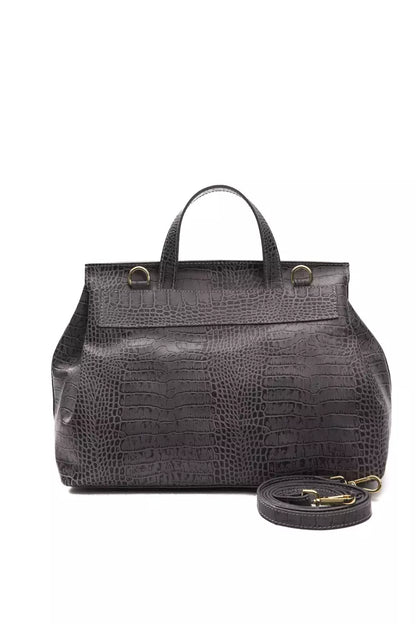  - Gray Leather Women Handbag