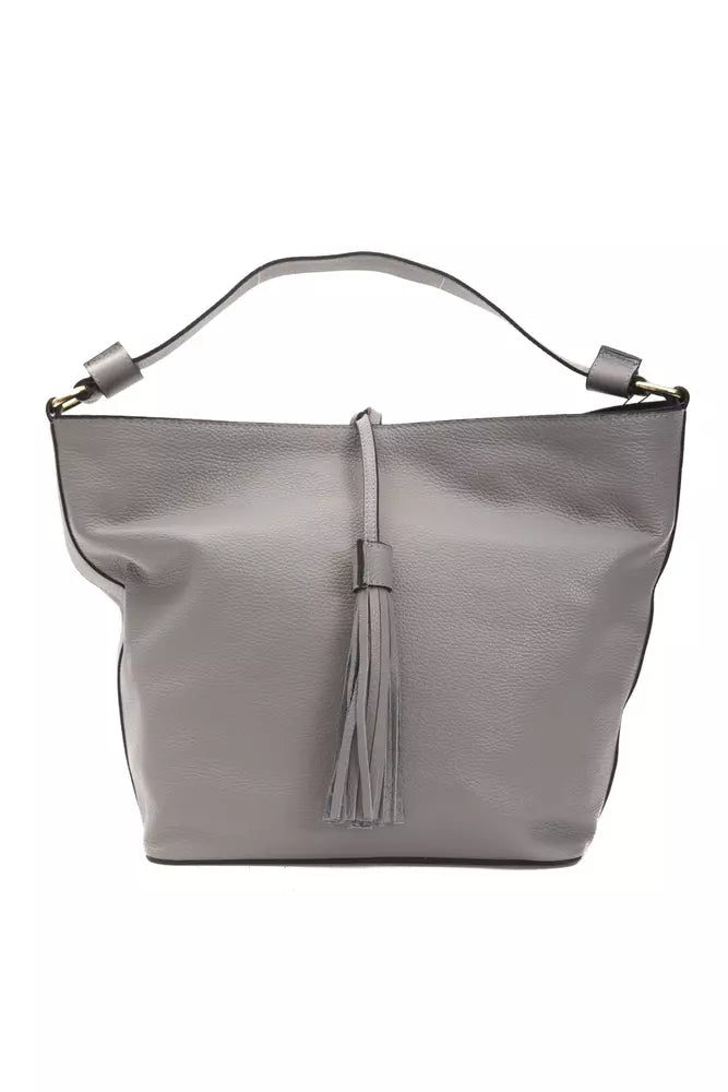  - Gray Leather Women Shoulder Bag