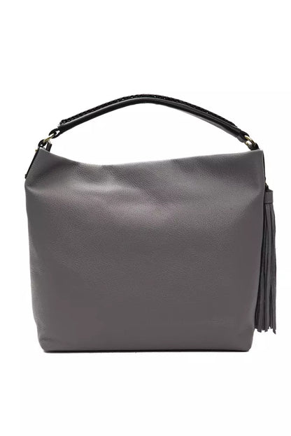  - Gray Leather Women Shoulder Bag