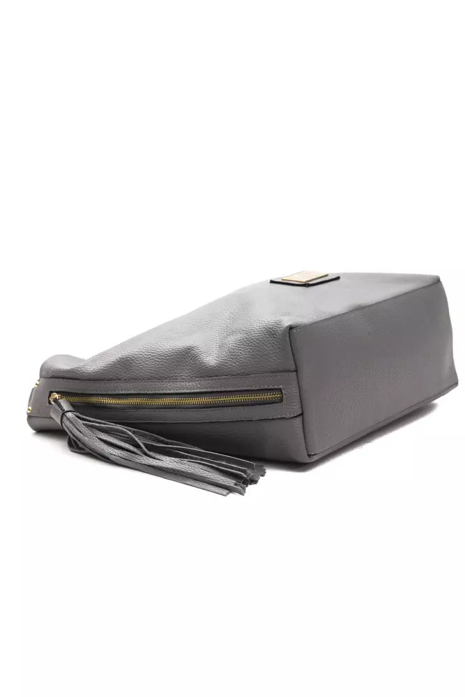  - Gray Leather Women Shoulder Bag