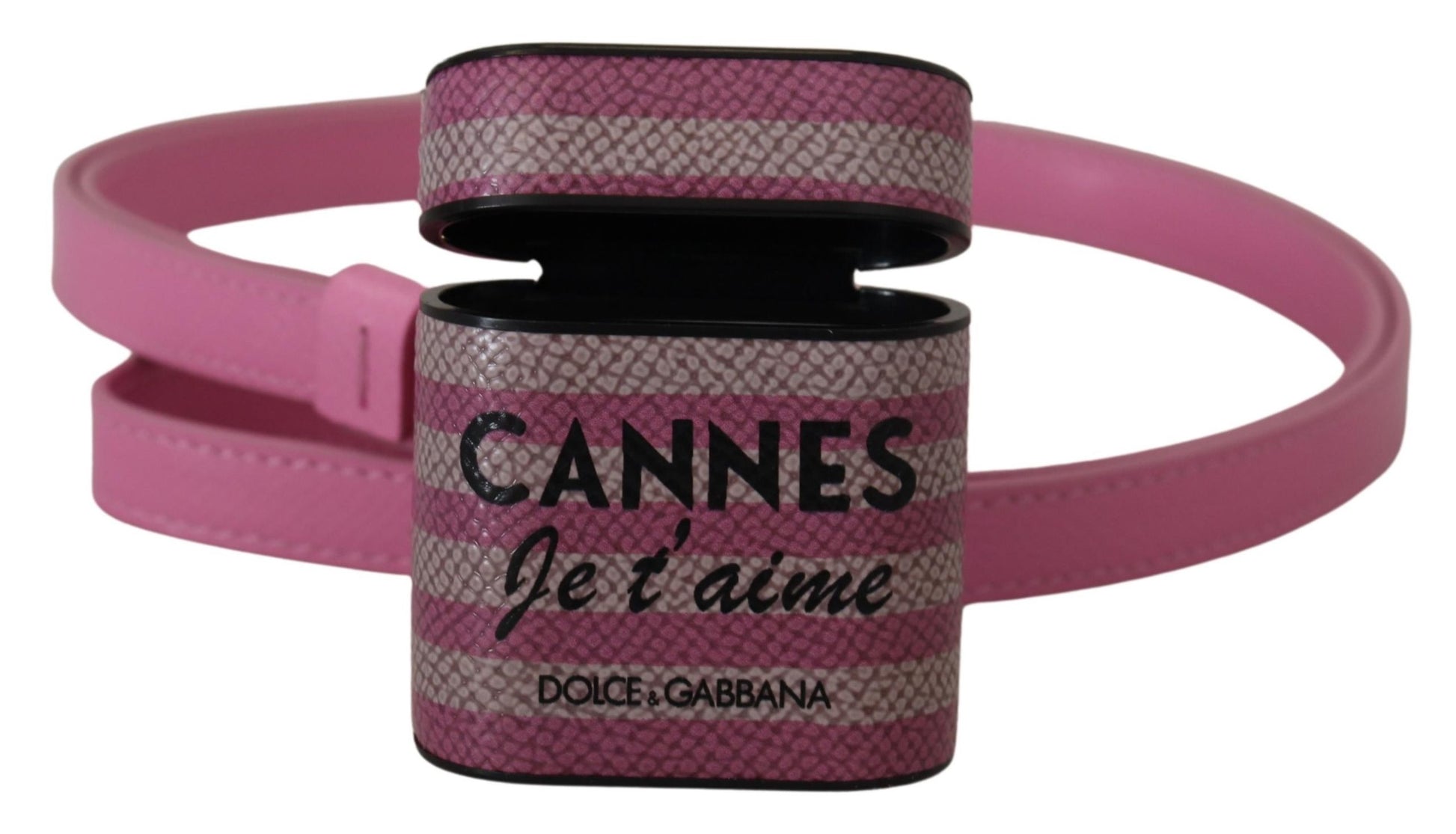 Cannes Je t'aime Leather AirPods Case in Pink