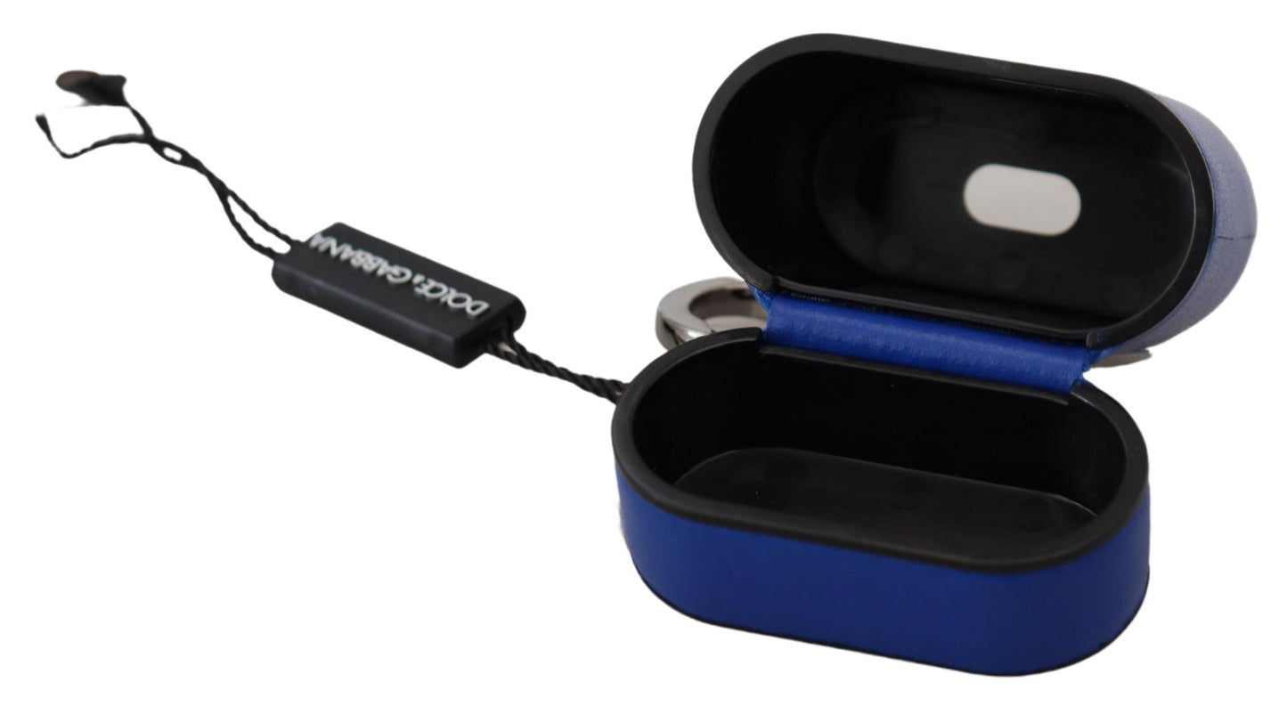  - Elegant Blue Leather Airpods Case