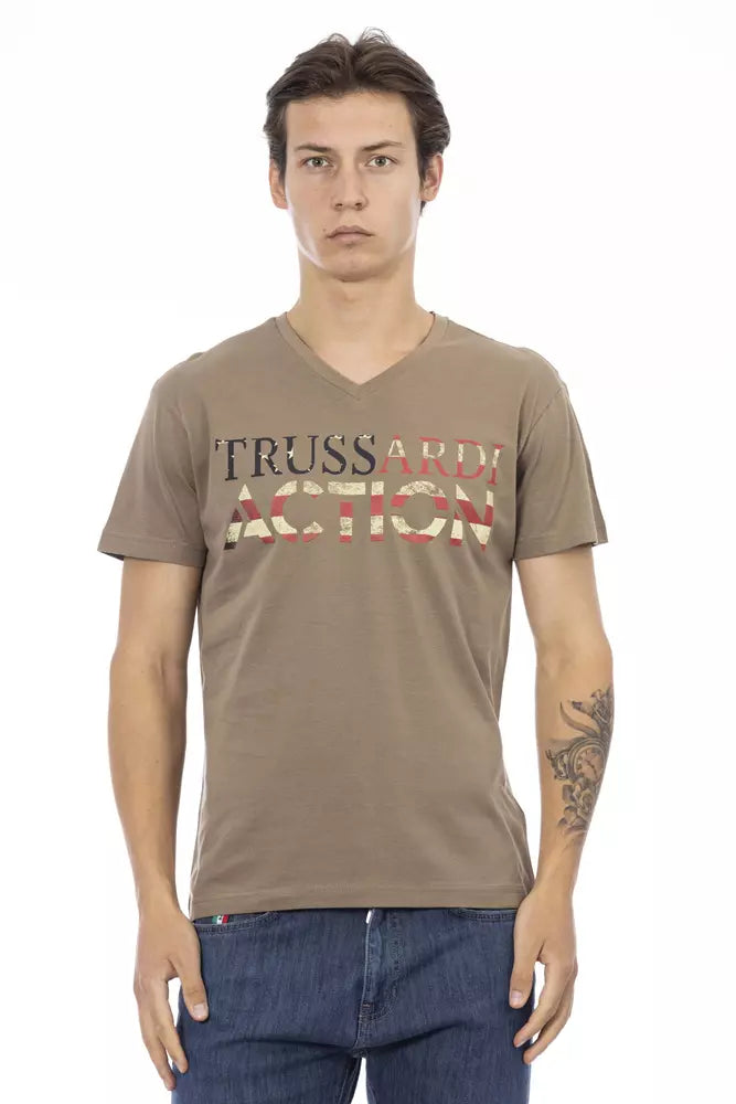  - Brown Cotton Men T-Shirt