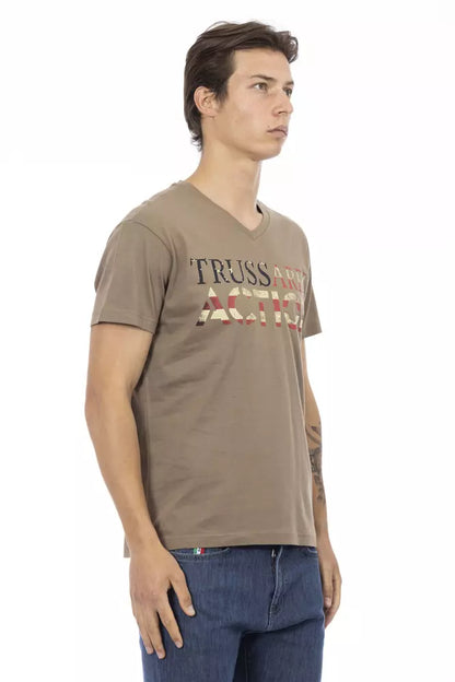  - Brown Cotton Men T-Shirt