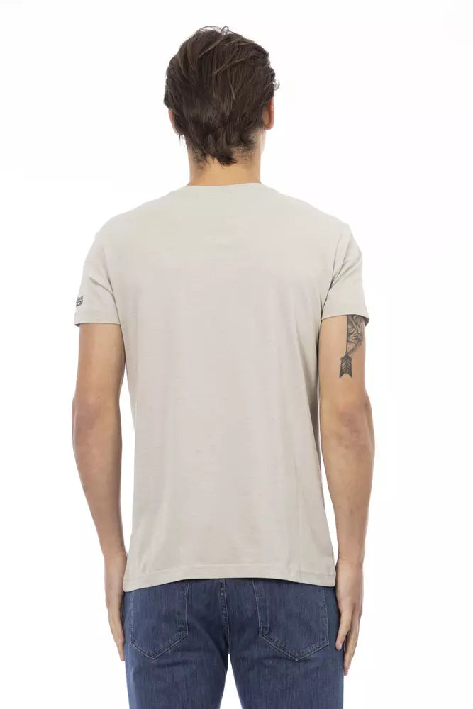  - Beige Cotton Men T-Shirt