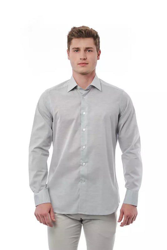  - Gray Cotton Men Shirt