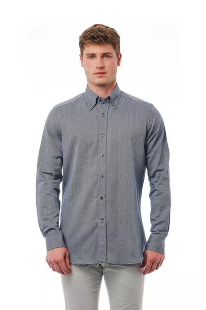  - Blue Cotton Men Shirt