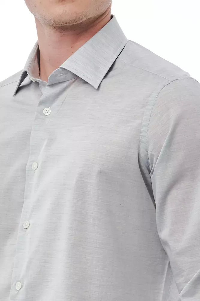  - Gray Cotton Men Shirt