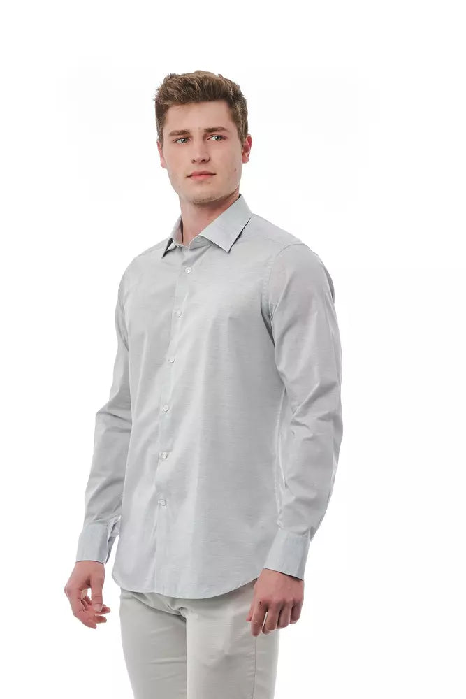  - Gray Cotton Men Shirt