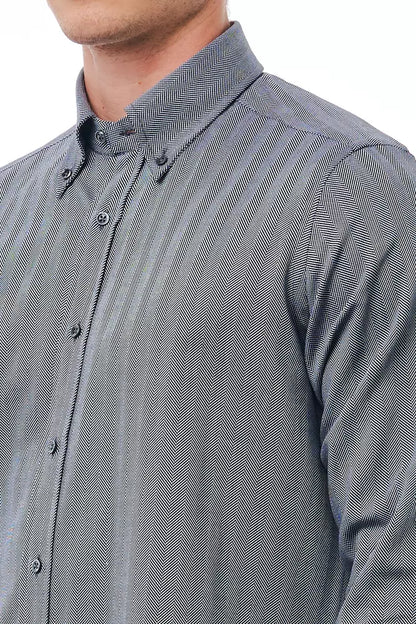  - Blue Cotton Men Shirt