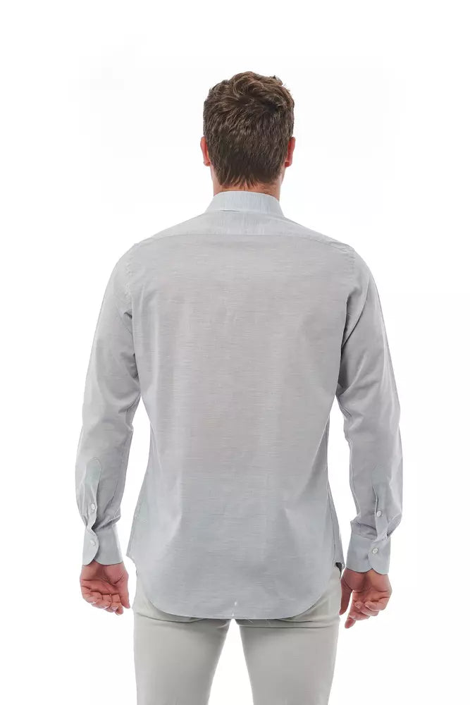  - Gray Cotton Men Shirt