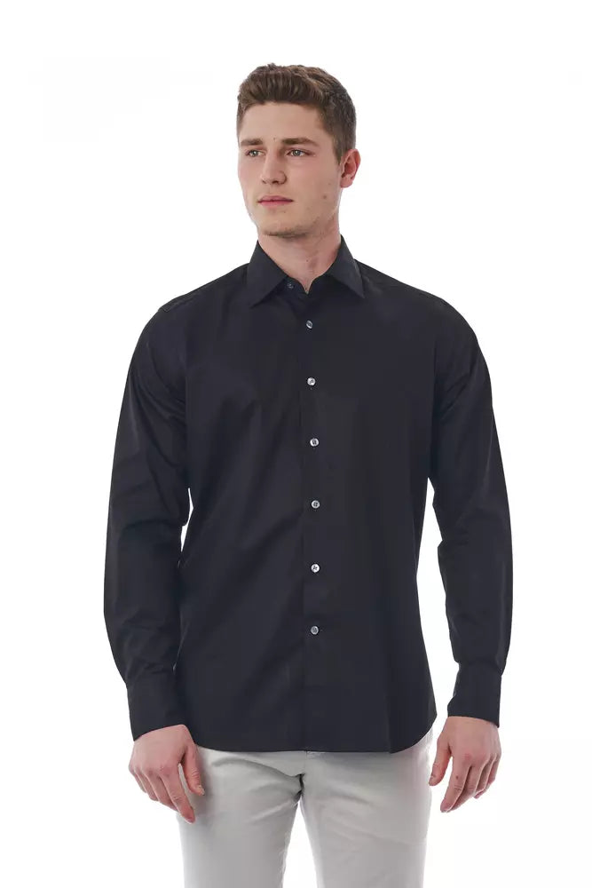  - Black Cotton Men Shirt